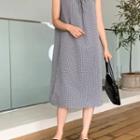 Sleeveless Gingham Trapeze Dress