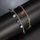 Star Pendant Layered Anklet Gold - One Size