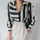 Asymmetric Stripe Shirt Black - One Size