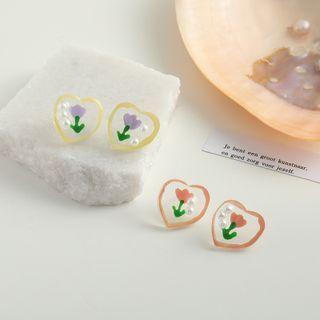 Tulip Faux Pearl Acrylic Earring