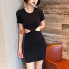 Plain Slim-fit Short-sleeve Dress