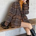 Plaid Double-breasted Blazer / Turtleneck Sweater
