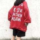 Contrast Stitching Lettering Pullover