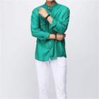 Mandarin-collar Flap-pocket Colored Shirt