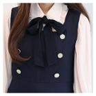 Square-neck Sleeveless Buttoned Mini Dress