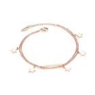 Fashion Tempered Plated Rose Gold Star 316l Stainless Steel Double-layer Anklet Rose Gold - One Size