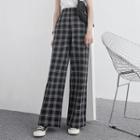High-waist Wide-leg Plaid Pants