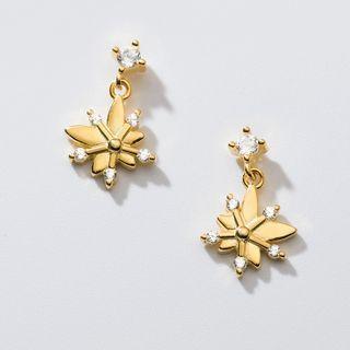 Star Rhinestone Sterling Silver Dangle Earring 1 Pair - S925silver - One Size