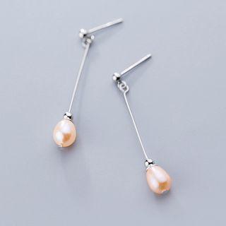 925 Sterling Silver Faux Pearl Drop Earring As Shown In Figure - One Size