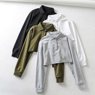 Cropped Polo Neck Pullover