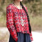 Mock Two-piece Tweed Panel Long-sleeve Maxi Dress