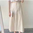 Floral Print Elbow-sleeve Blouse / Midi A-line Skirt