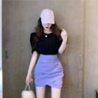 Plain Short-sleeve T-shirt / Pencil Skirt