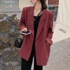 Plain Single-button Blazer Red - One Size
