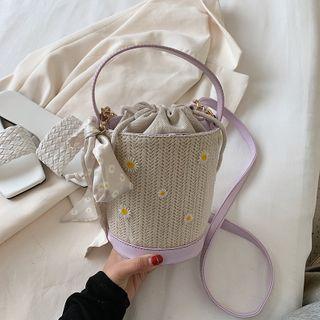 Floral Woven Bucket Bag