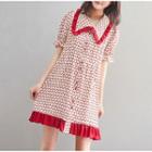 Short-sleeve Cherry Pattern Chiffon Dress