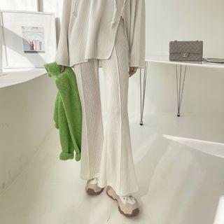Flared Rib-knit Pants