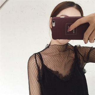 Mesh Long-sleeve Top Black - One Size