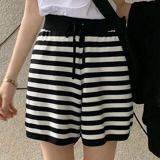 Striped Drawstring Shorts As Shown In Figure - One Size