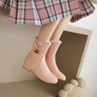 Low-heel Bow Accent Short Boots