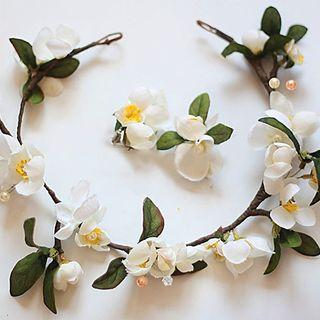 Set: Wedding Floral Hairband + Hair Clip