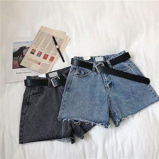 High-waist Frayed A-line Shorts