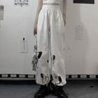 Printed Bungee Cord Wide-leg Pants