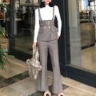 Set: Suspender Double Breasted Top + Boot Cut Pants
