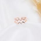 Rhinestone Zigzag Layered Open Ring J515 - As Shown In Figure - One Size