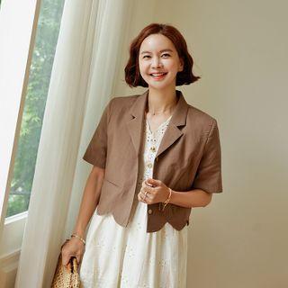 Short-sleeve Scallop-hem Short Blazer