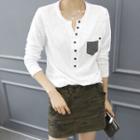 Pocket-front Buttoned T-shirt