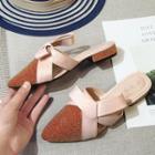 Bow Accent Pointed Low Heel Mules