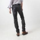Ribbed Embroidered Slim-fit Jeans