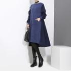 Knitted Panel Long-sleeve Dress Black - One Size