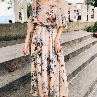 Cutout Floral Maxi Sundress