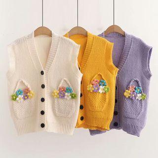 3d Floral Applique Sweater Vest