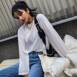 Round-neck Slit-side Boxy T-shirt