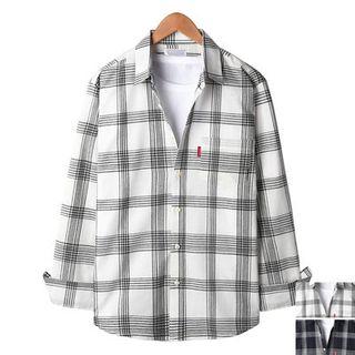Long-sleeve Mono-tone Check Shirt