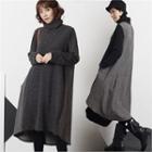 Turtle-neck Color-block Long Dress