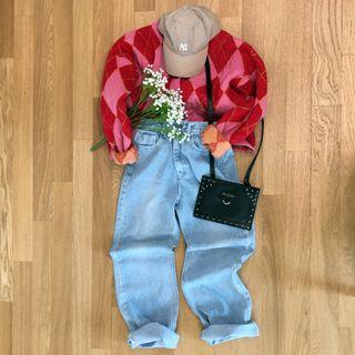 Washed Long Wide-leg Jeans