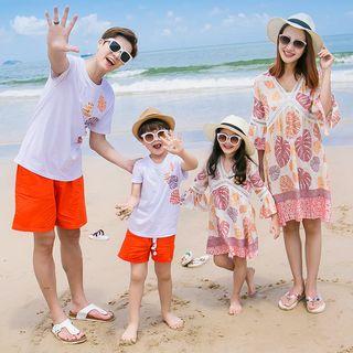 Family Matching 3/4-sleeve Dress / Short-sleeve T-shirt / Shorts