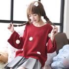 Floral 3/4-sleeve Knit Sweater