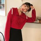 Collar Tie-neck Sweater Red - One Size