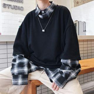 Oversized Mock Two-piece Pullover