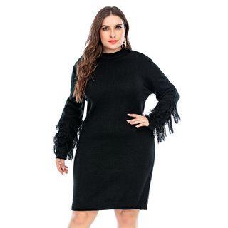 Long Sleeve Tasseled Knitted Dress