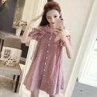Short-sleeve Cut Out Shirt Dress