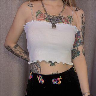Plain Chain Strap Crop Camisole Top