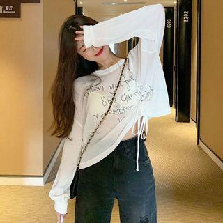 Letter Print Sheer Top