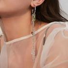 Faux Crystal Alloy Fringed Earring 1 Pc - 925 Silver - One Size
