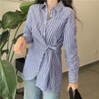 Irregular Striped Long-sleeve Slim-fit Shirt